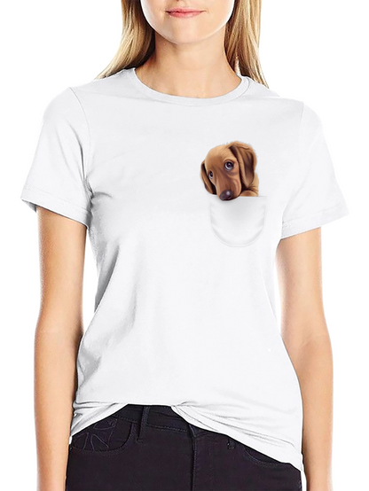 Dachshund Pocket T-Shirt - Cute Puppy Design