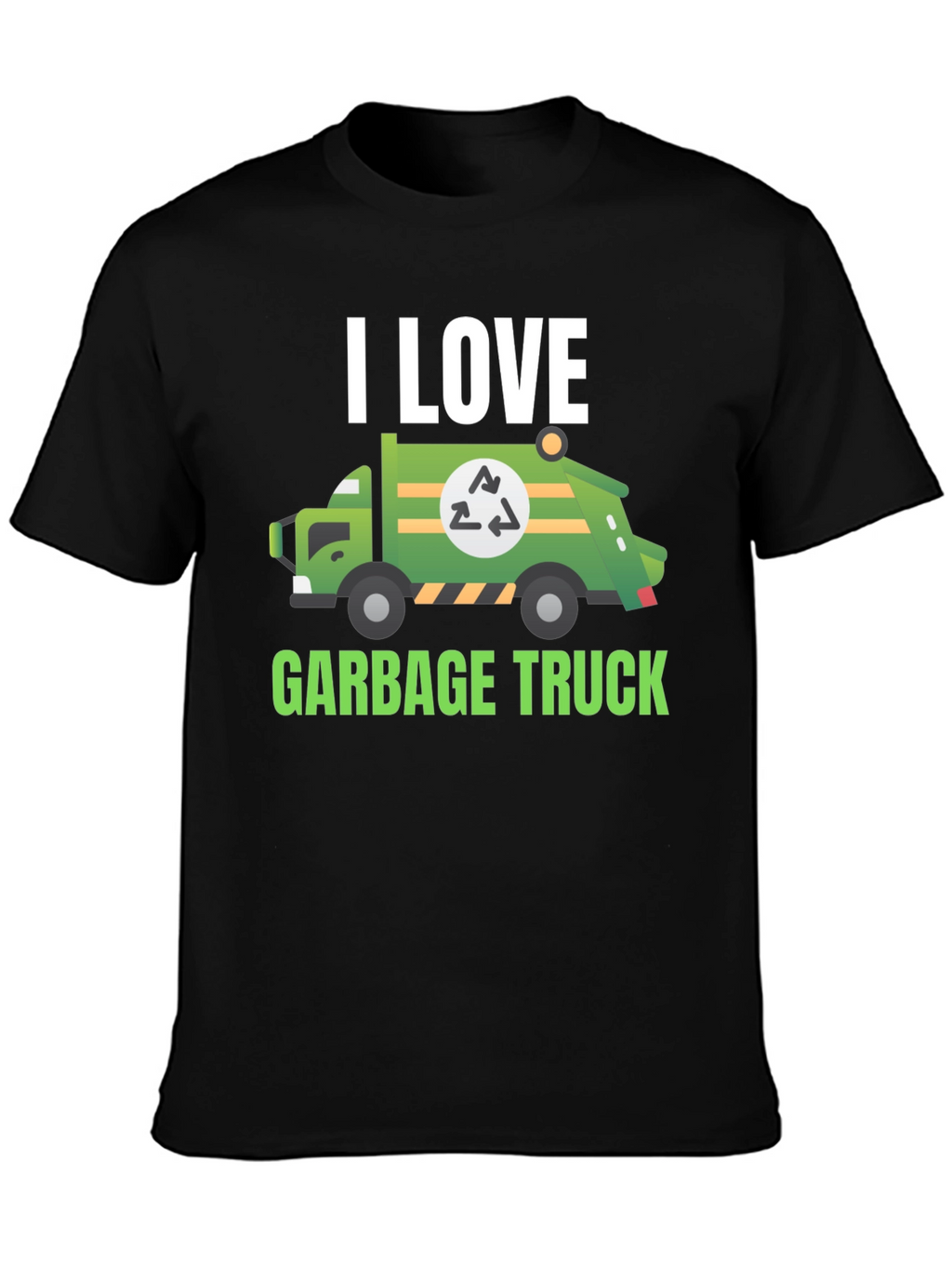 I Love Garbage Truck T-Shirt - Black Cotton Tee