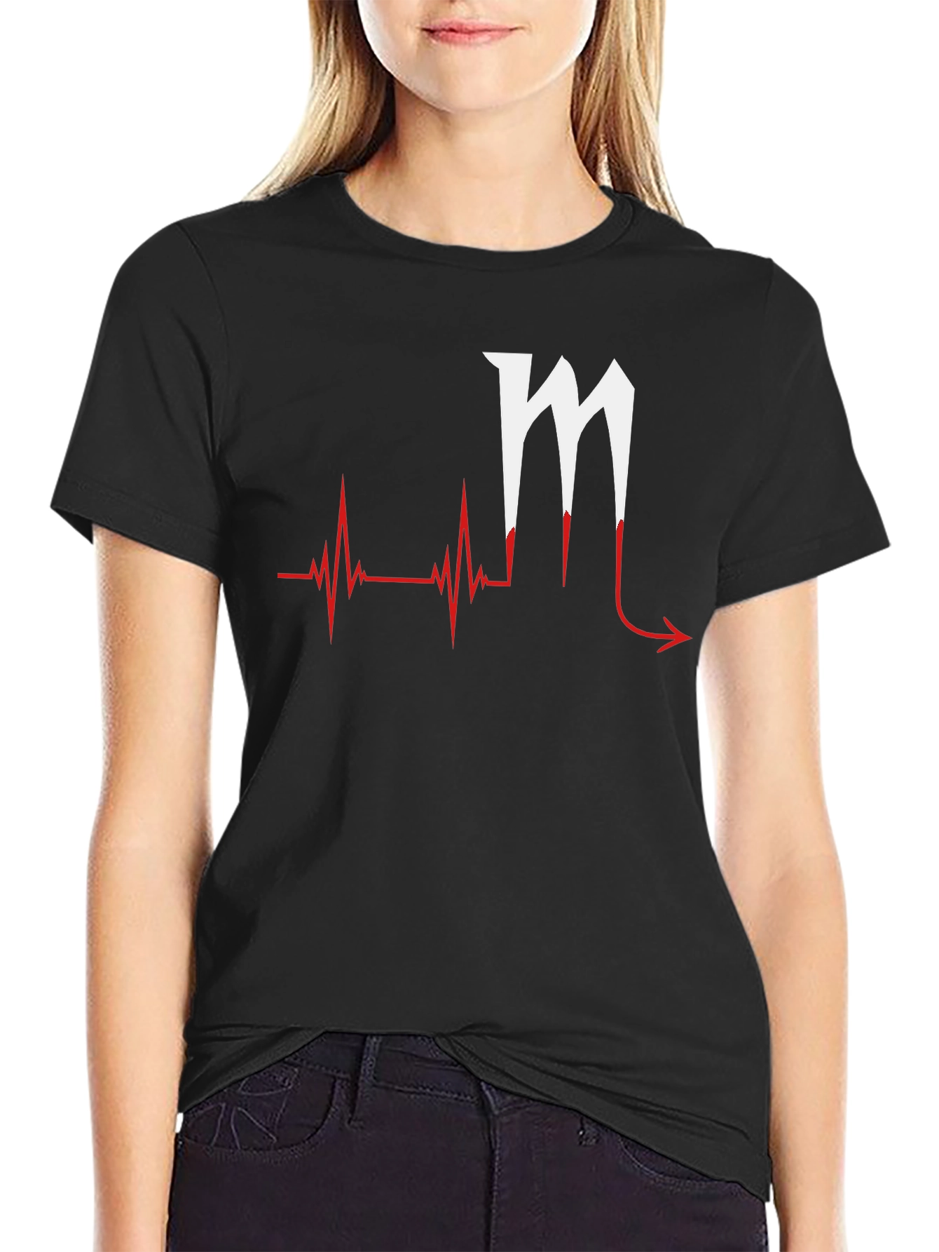 Heartbeat Scorpio T-Shirt - Black Graphic Tee