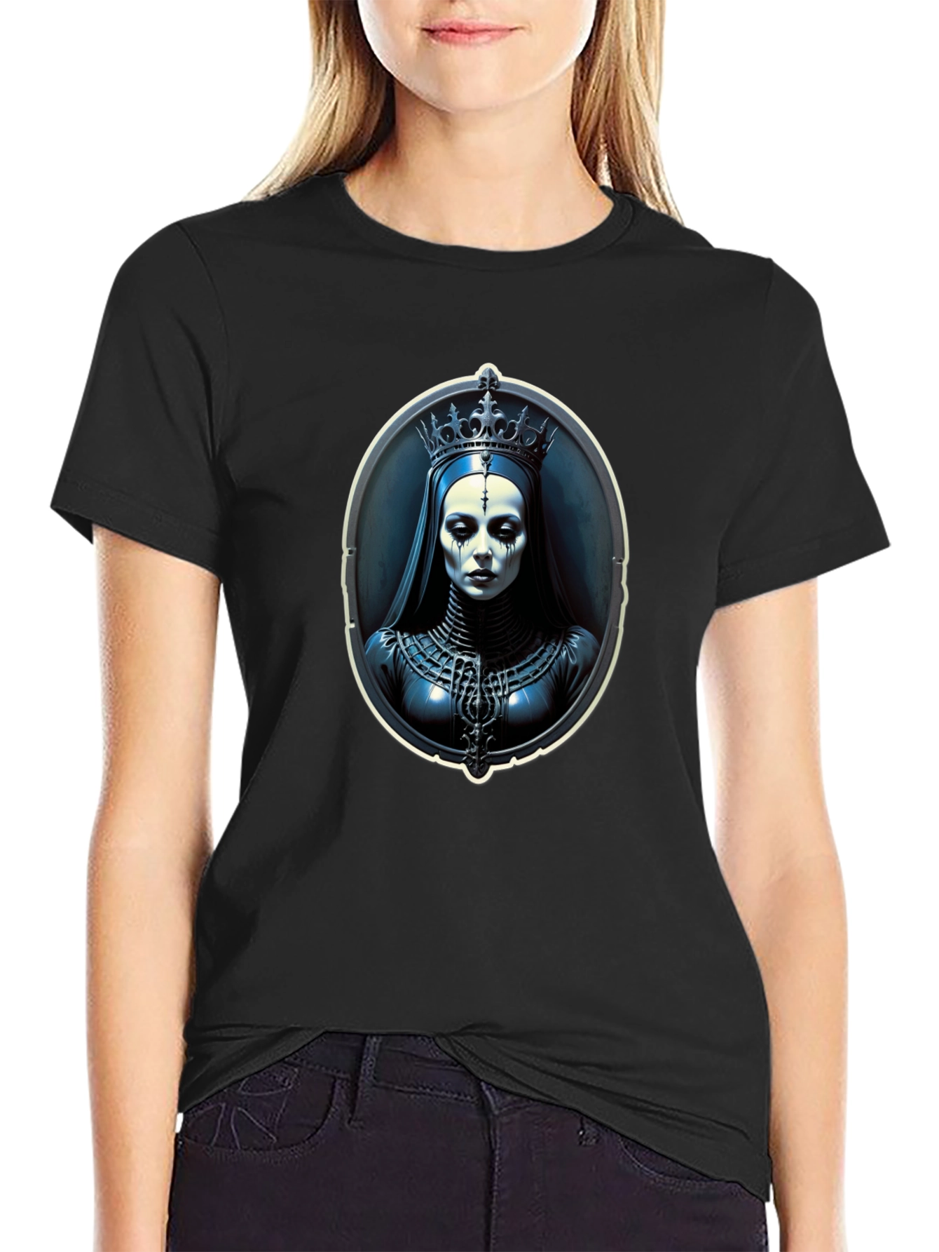 Gothic Queen Portrait Black T-Shirt