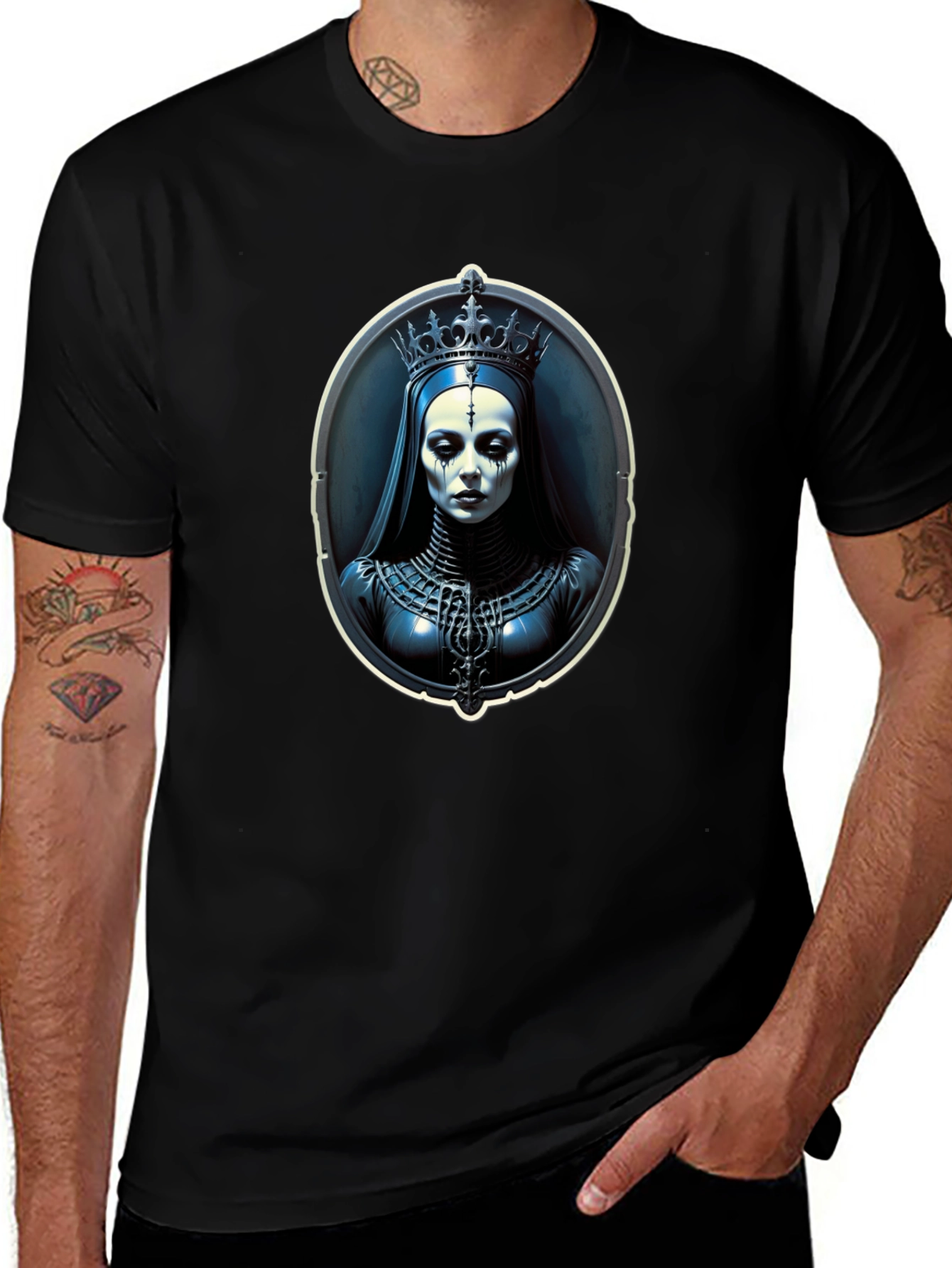Gothic Queen Portrait Black T-Shirt