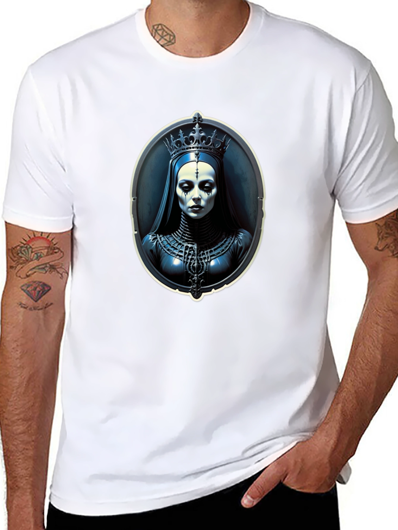 Gothic Queen Portrait Black T-Shirt