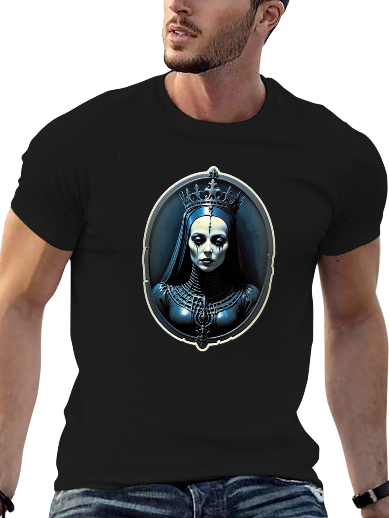 Gothic Queen Portrait Black T-Shirt