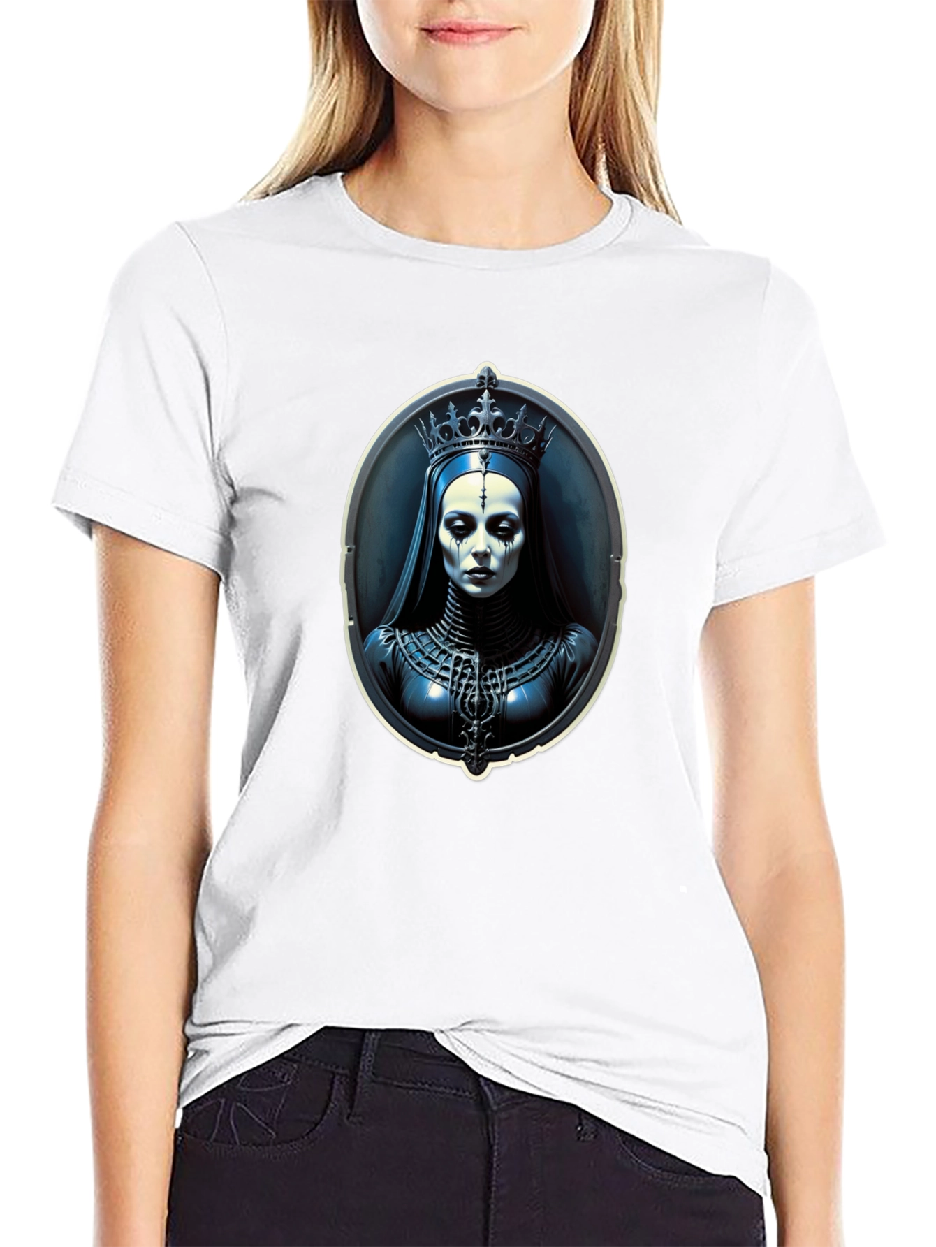 Gothic Queen Portrait Black T-Shirt