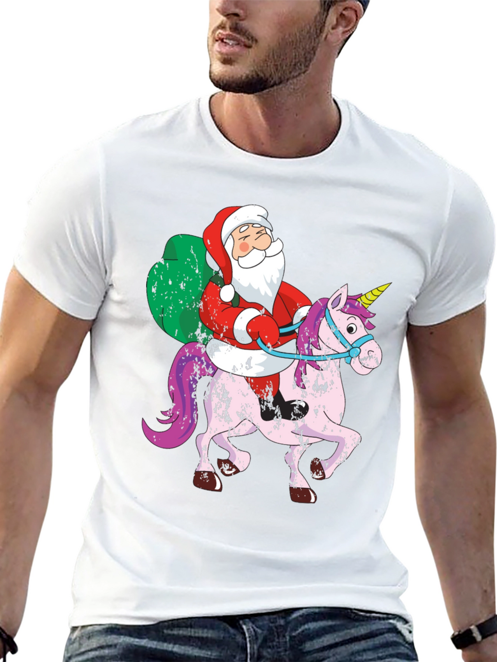 Santa Riding Unicorn T-Shirt