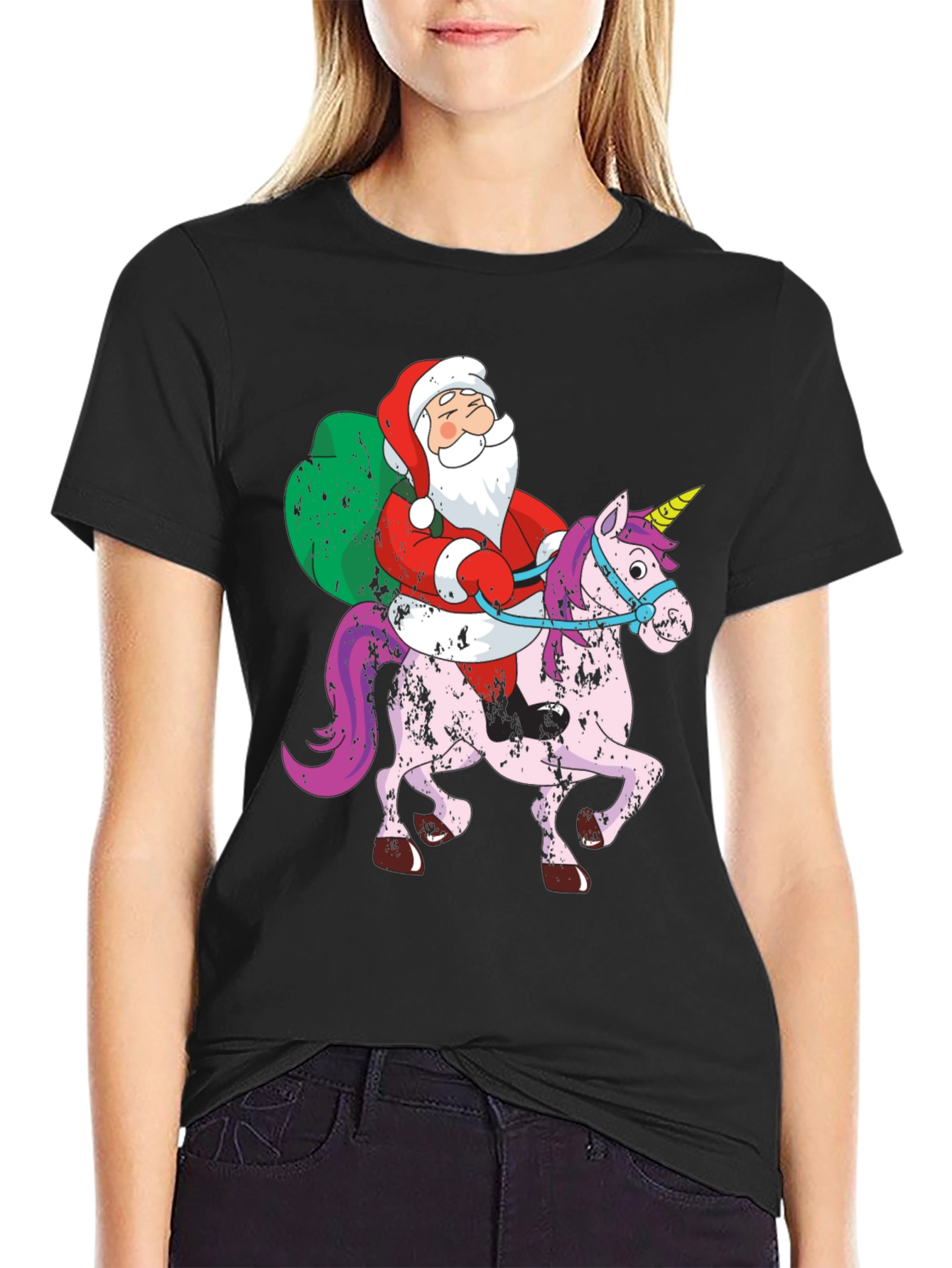 Santa Riding Unicorn T-Shirt