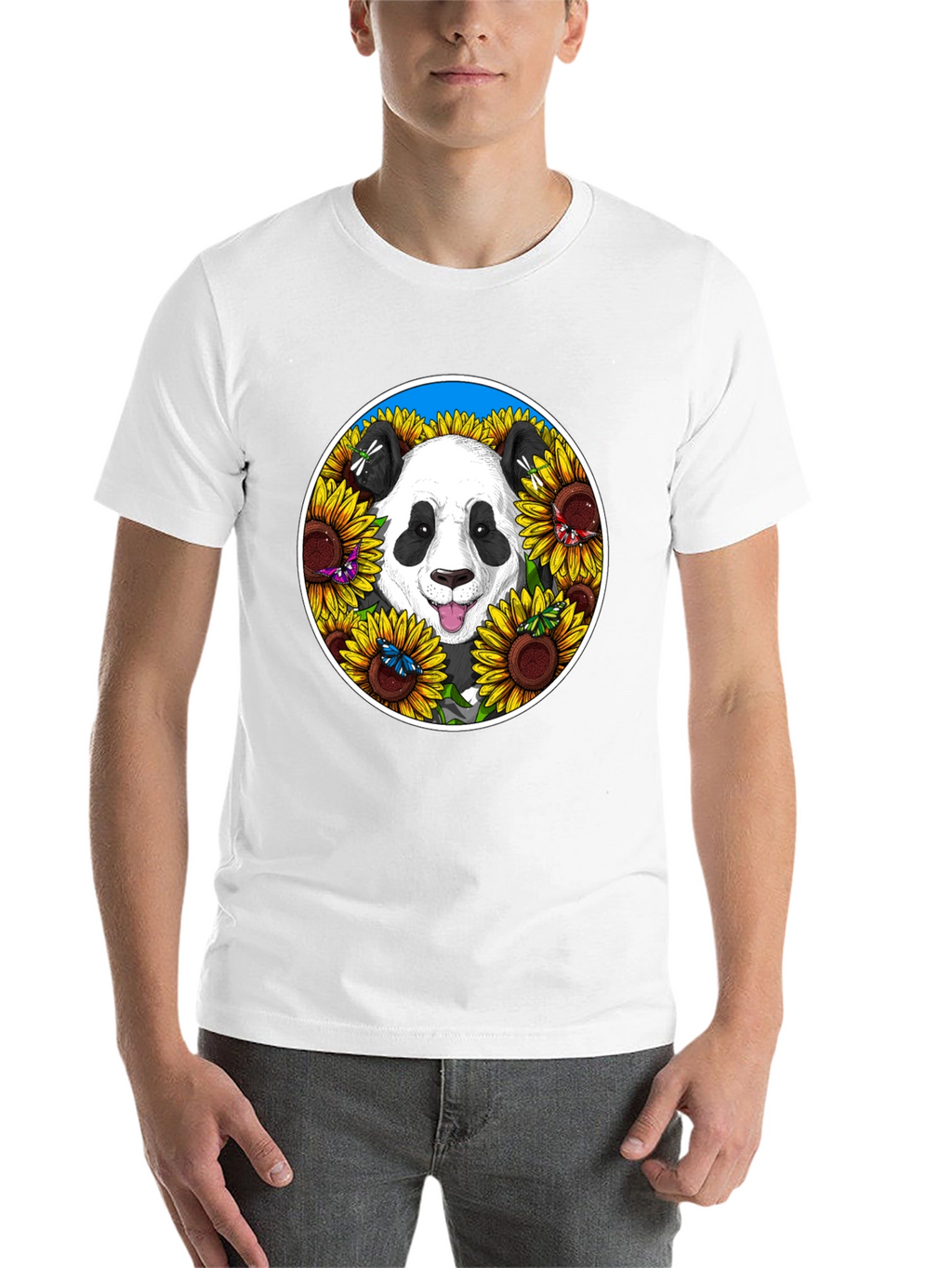 Panda Sunflower Graphic Tee