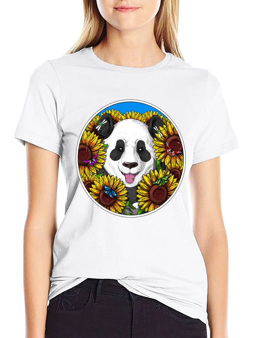 Panda Sunflower Graphic Tee