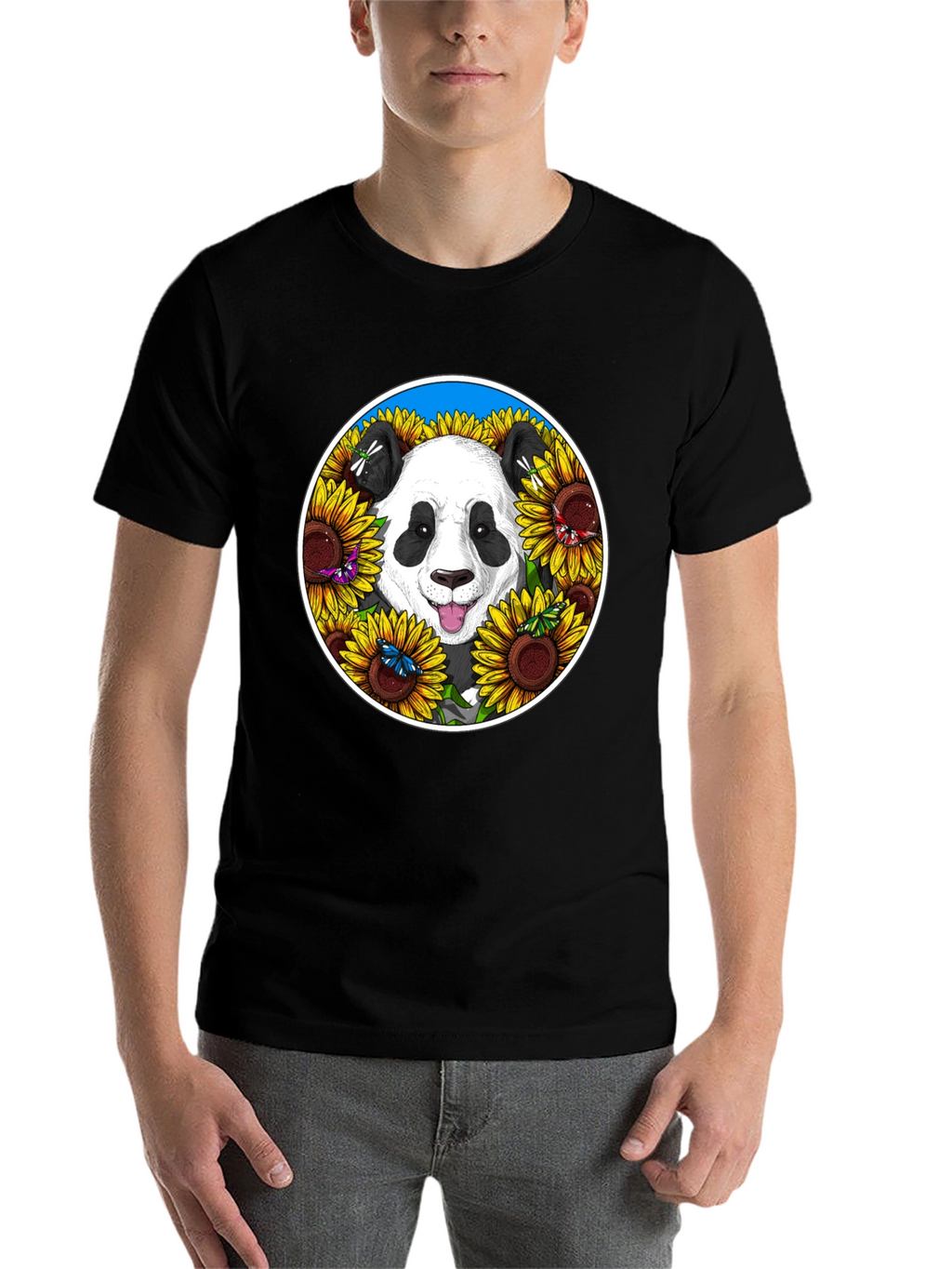 Panda Sunflower Graphic Tee