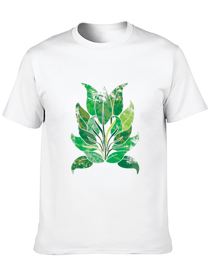 Green Leaf Graphic Black T-Shirt