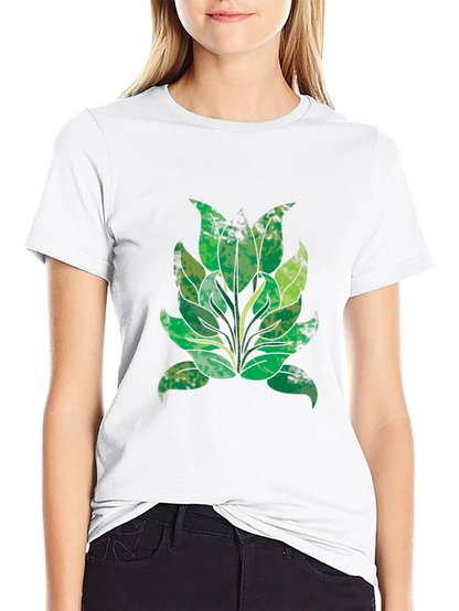 Green Leaf Graphic Black T-Shirt