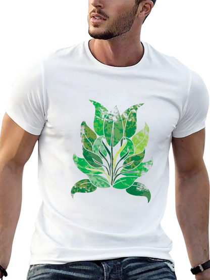 Green Leaf Graphic Black T-Shirt