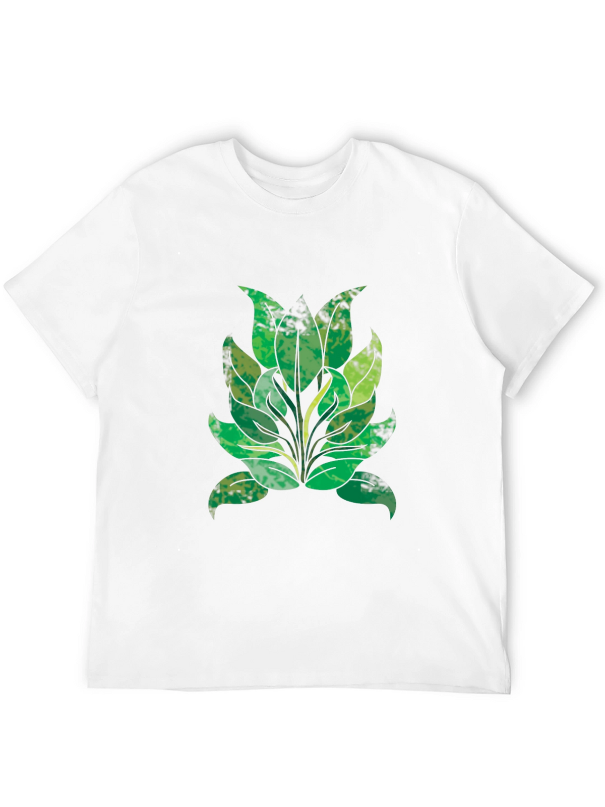 Green Leaf Graphic Black T-Shirt