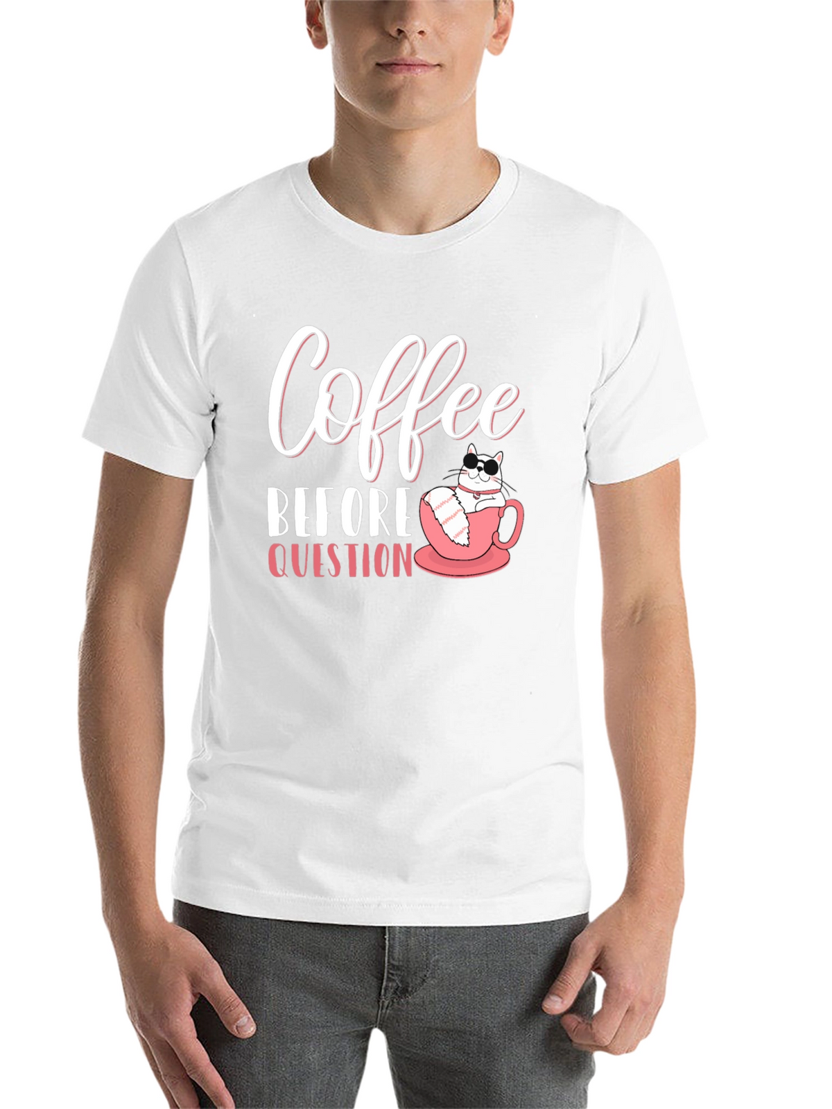 Coffee Before Question T-Shirt - Cat Lover Tee