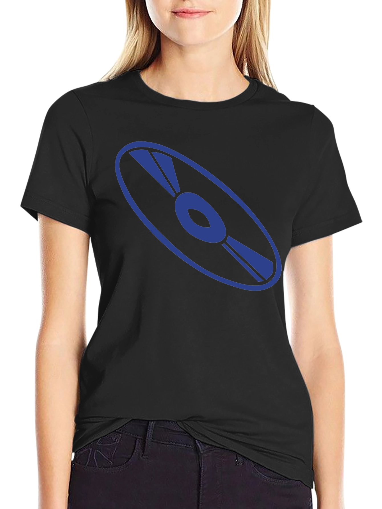 Retro Disc Graphic T-Shirt - Black Cotton Tee