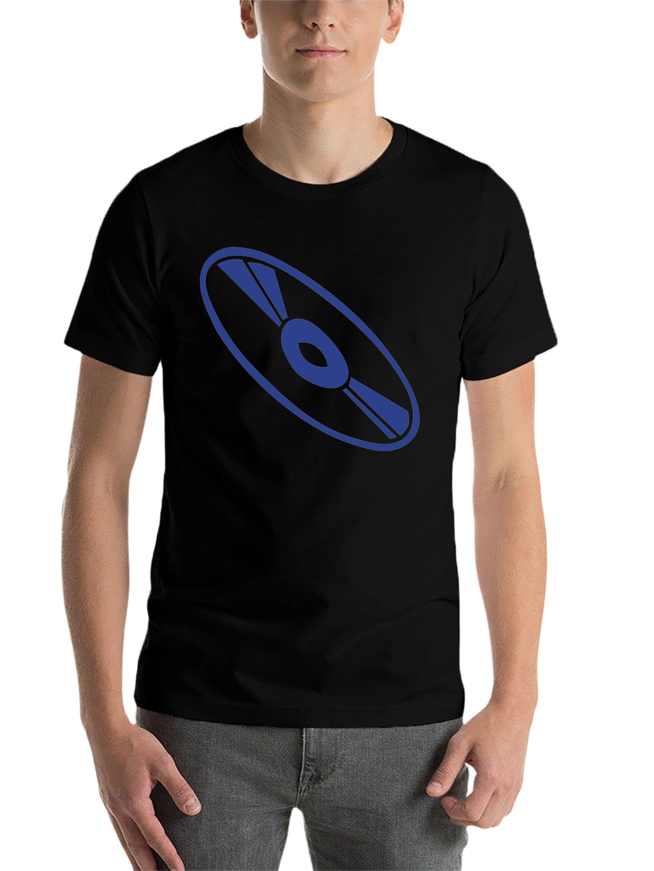 Retro Disc Graphic T-Shirt - Black Cotton Tee