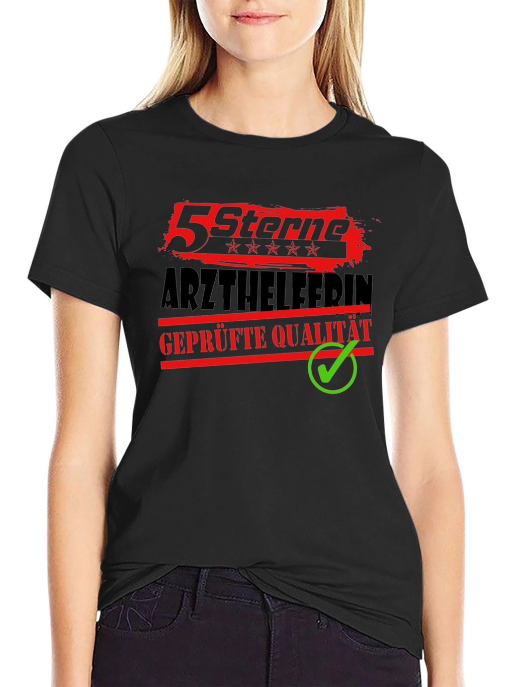 5 Sterne Arzthelferin Black Graphic Tee