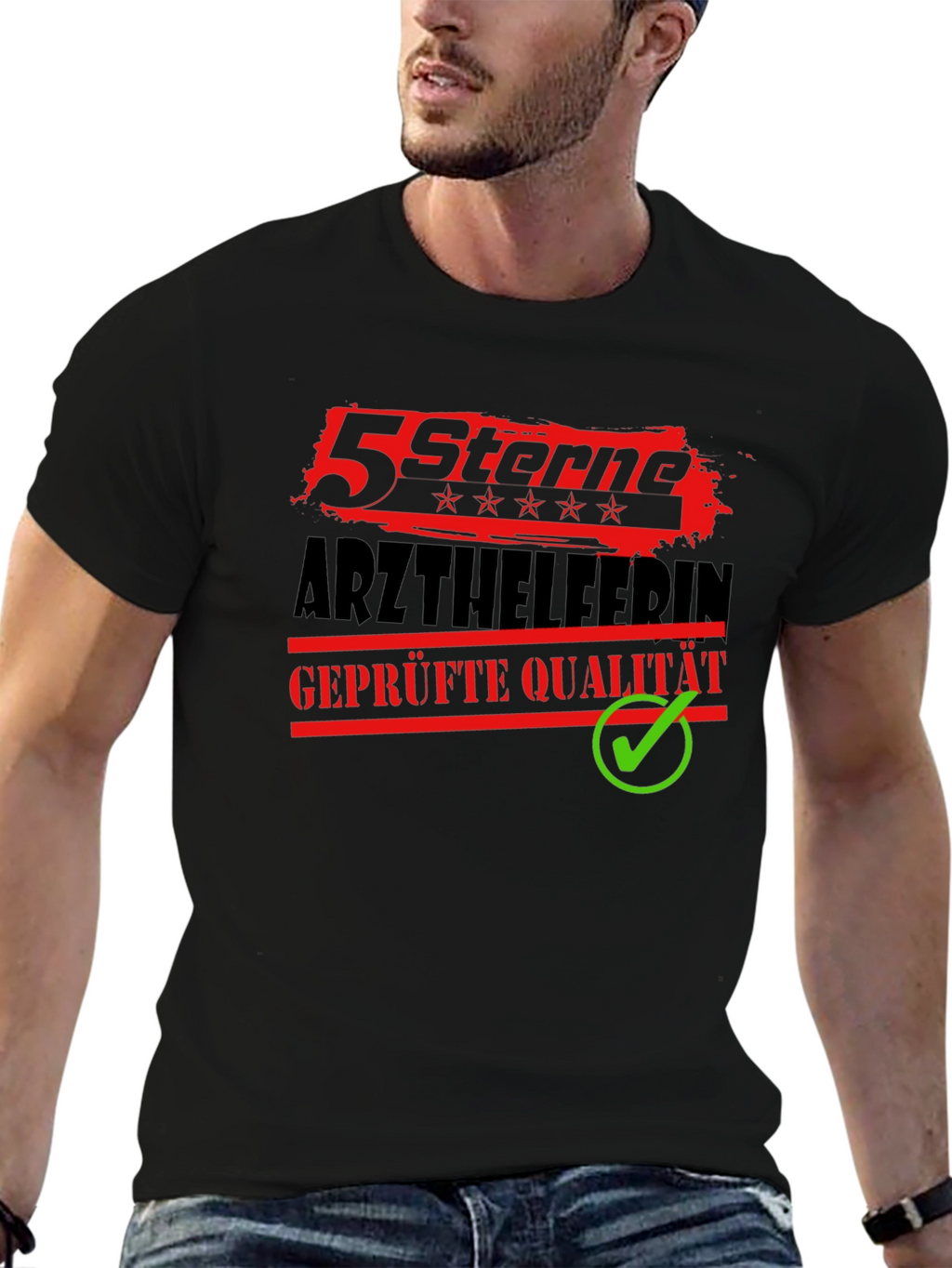 5 Sterne Arzthelferin Black Graphic Tee