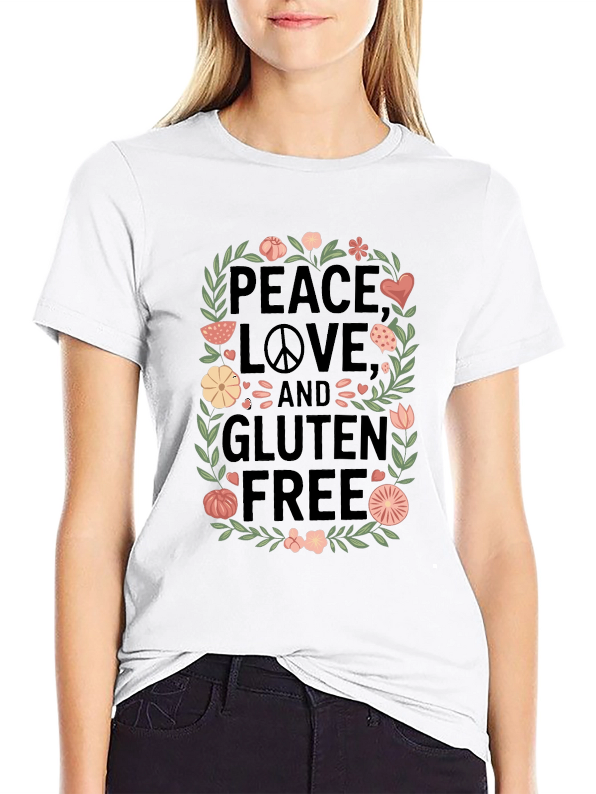Peace Love & Gluten Free Black T-Shirt