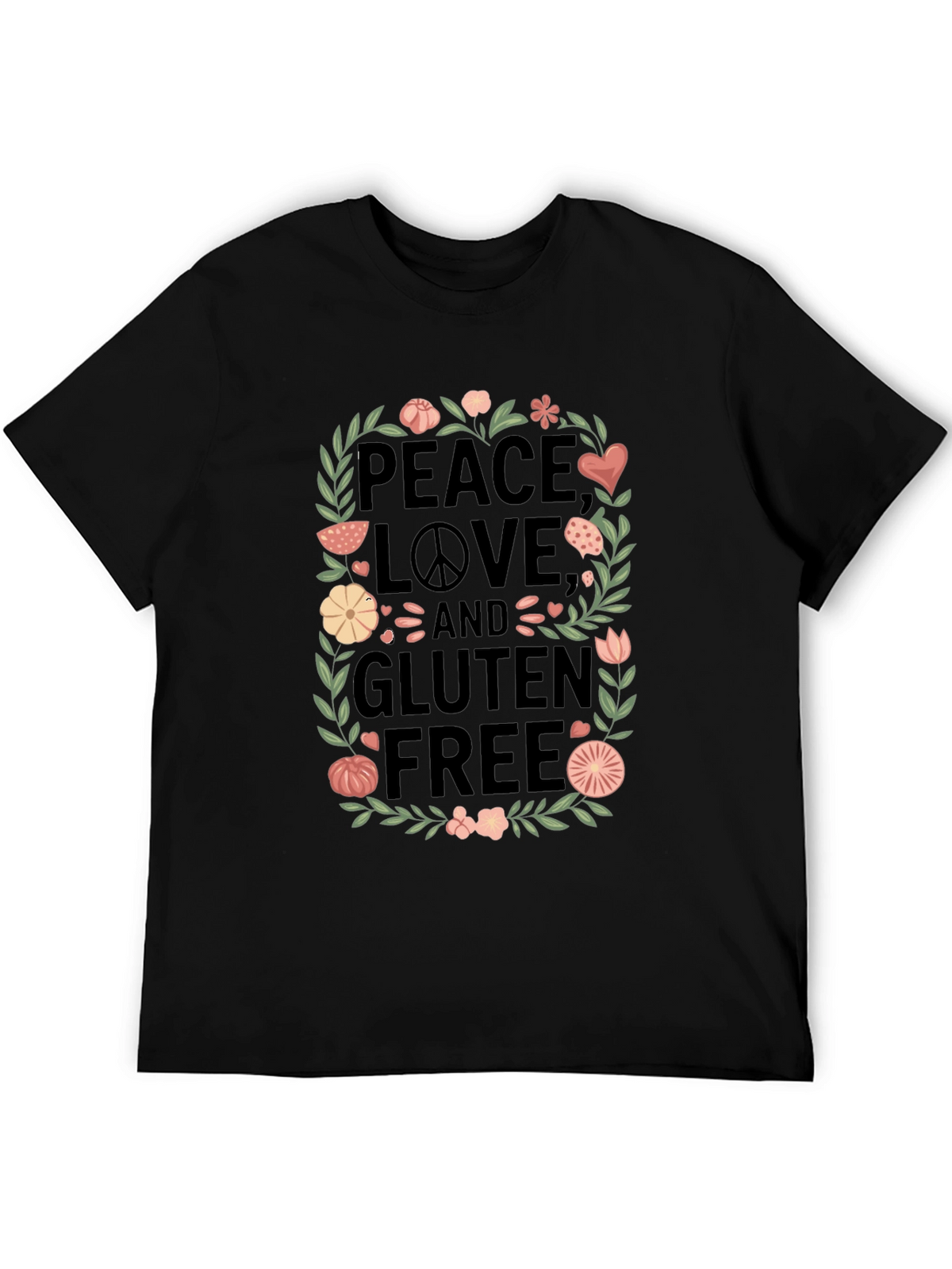 Peace Love & Gluten Free Black T-Shirt