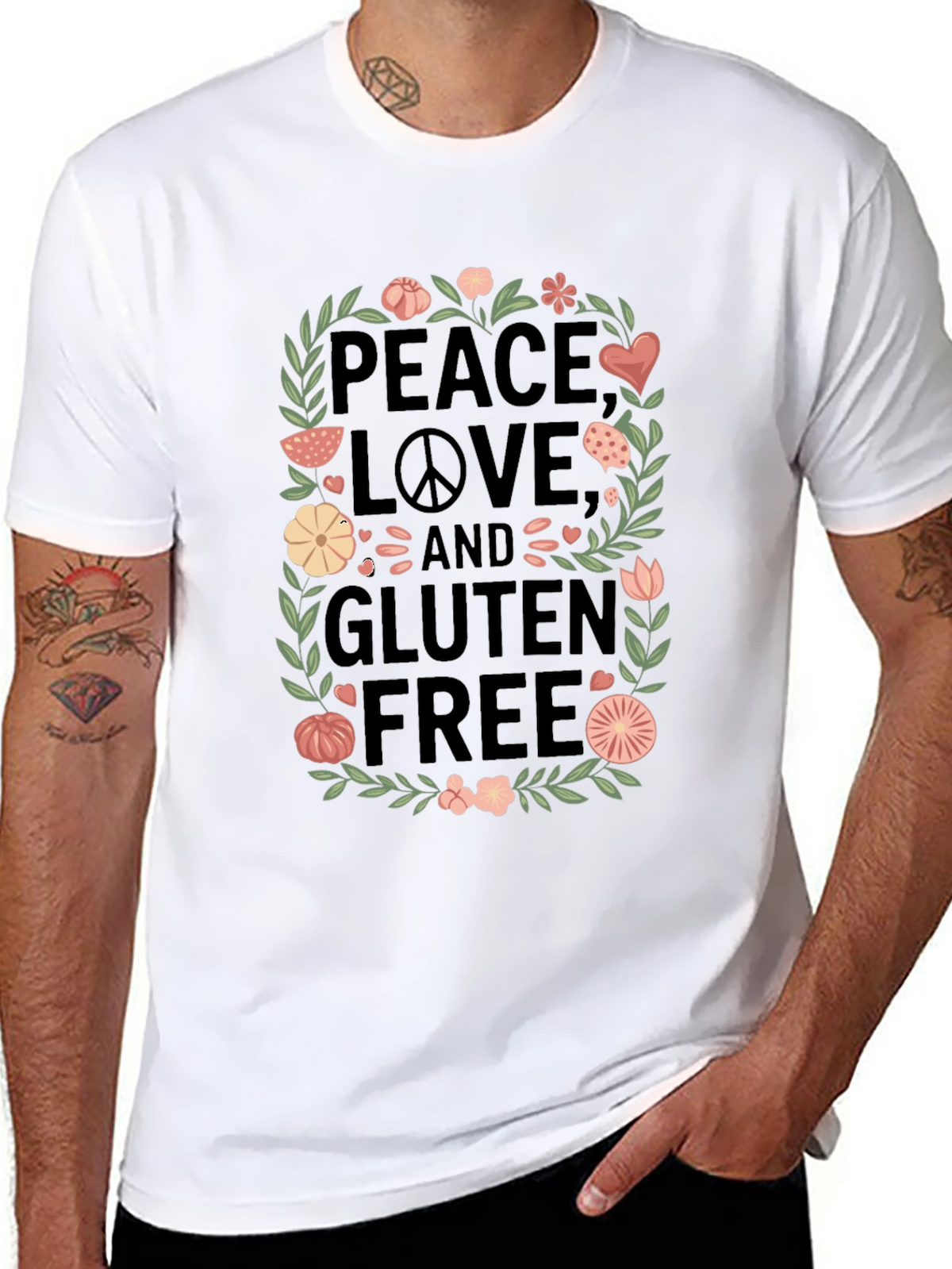 Peace Love & Gluten Free Black T-Shirt