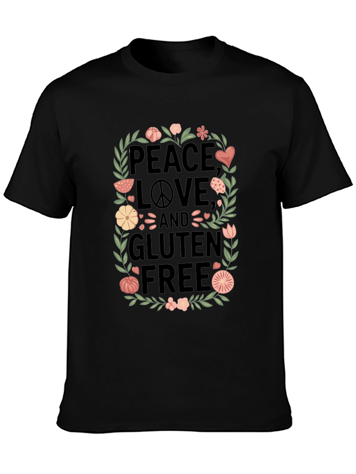 Peace Love & Gluten Free Black T-Shirt