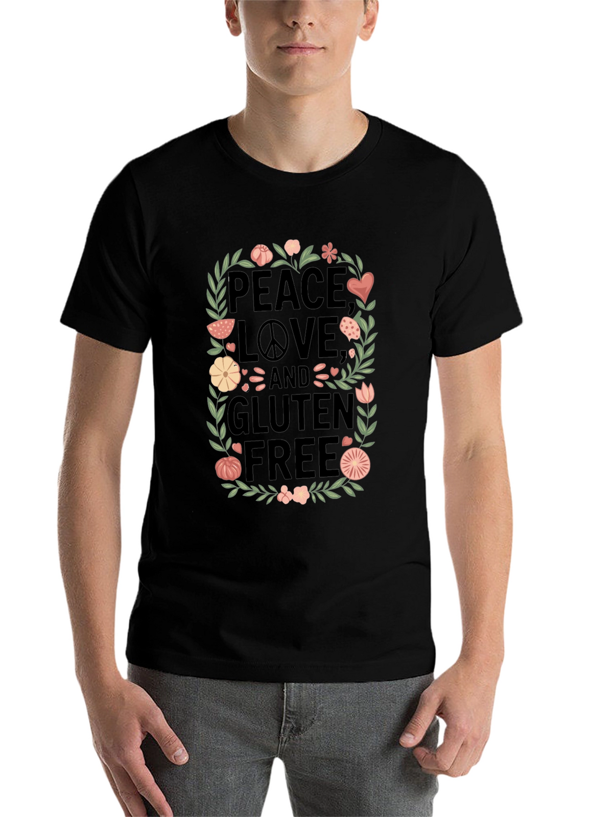 Peace Love & Gluten Free Black T-Shirt