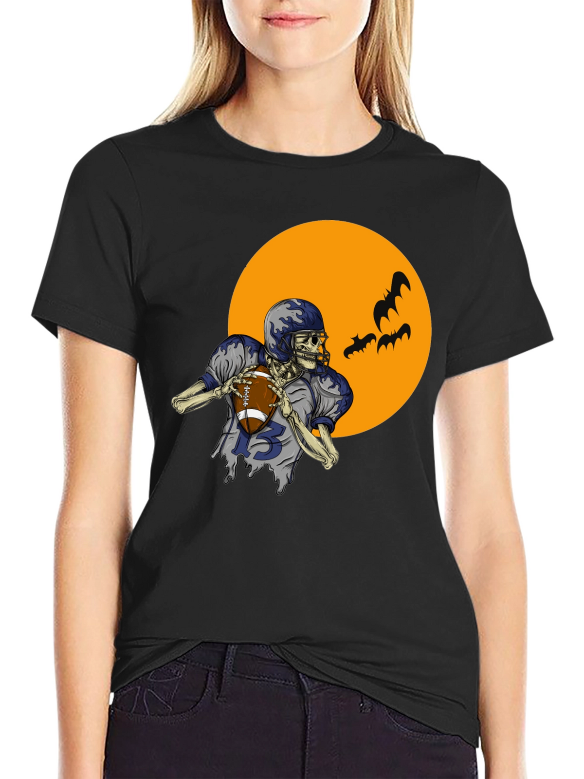 Skeleton Football Player Graphic Tee
