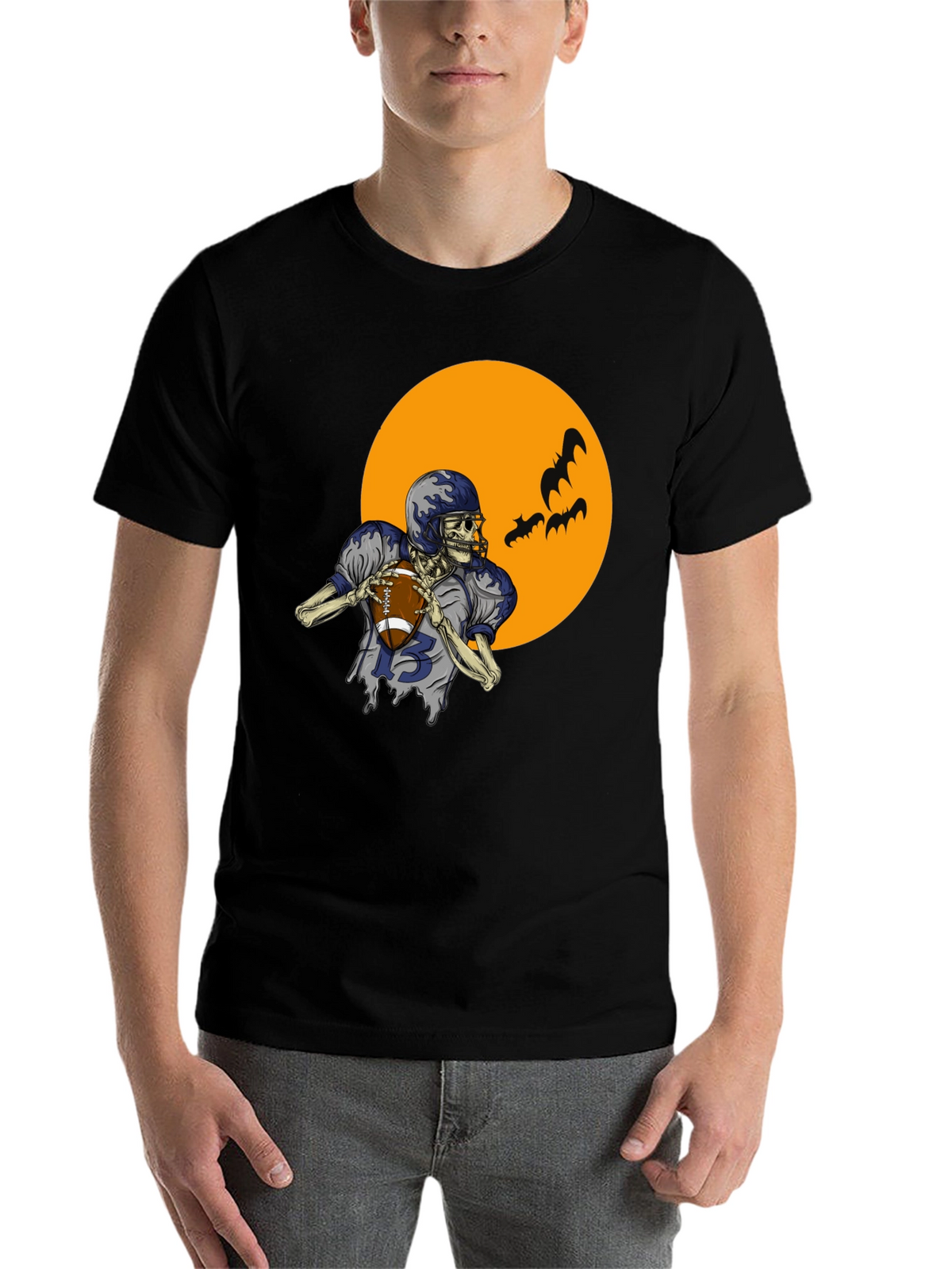 Skeleton Football Player Graphic Tee