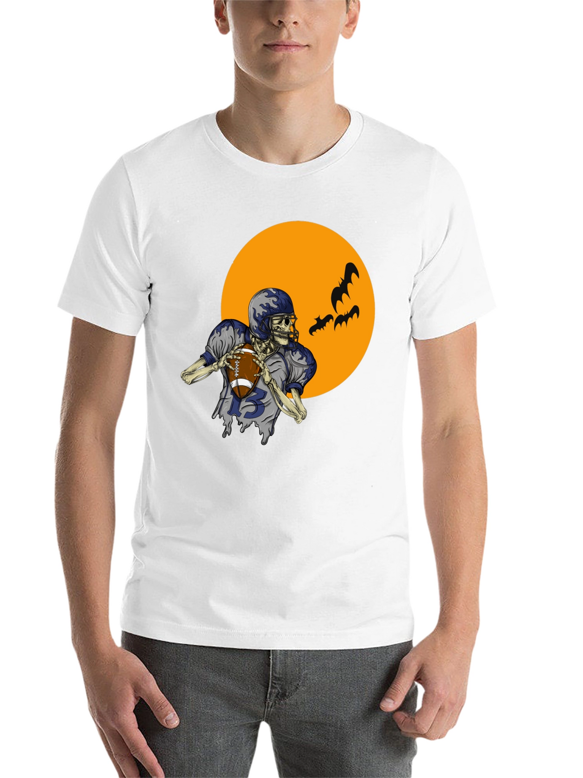 Skeleton Football Player Graphic Tee
