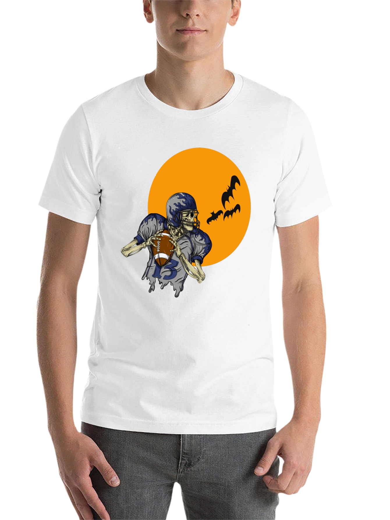 Skeleton Football Player Graphic Tee