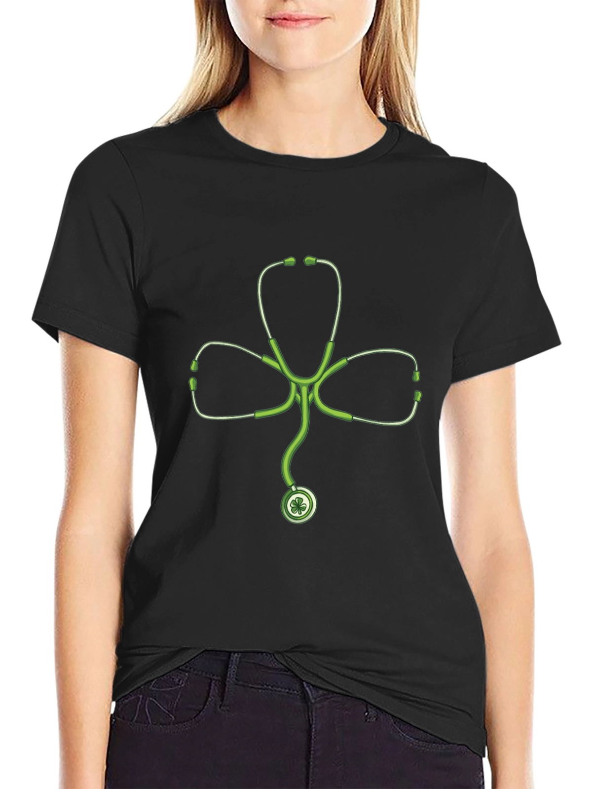 St Patricks Day Shamrock Stethoscope T-Shirt
