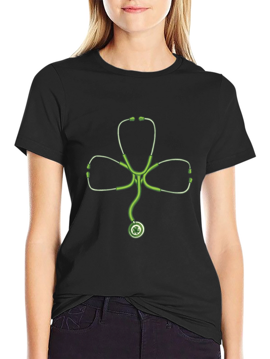 St Patricks Day Shamrock Stethoscope T-Shirt