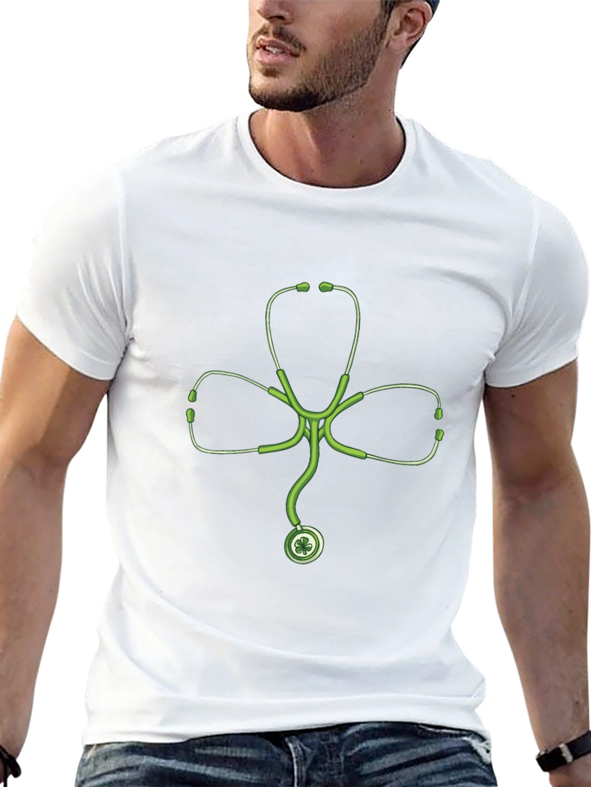 St Patricks Day Shamrock Stethoscope T-Shirt