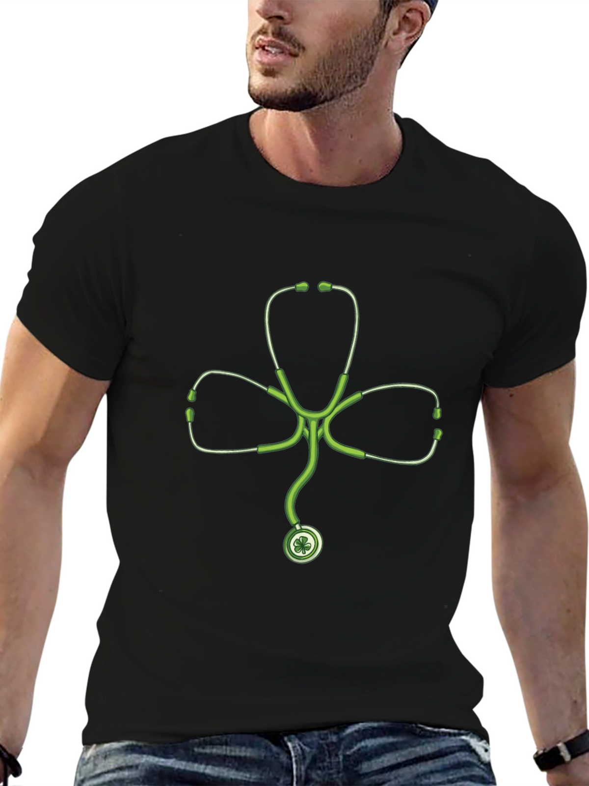 St Patricks Day Shamrock Stethoscope T-Shirt