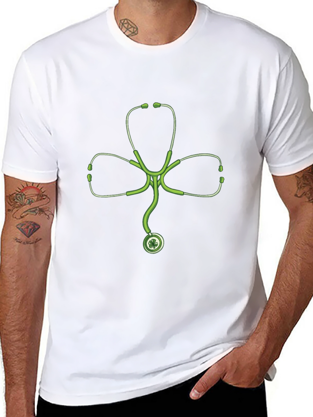 St Patricks Day Shamrock Stethoscope T-Shirt