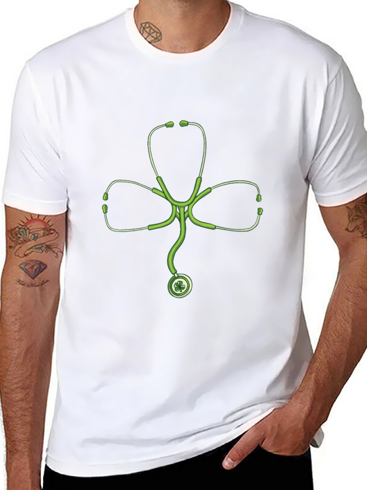 St Patricks Day Shamrock Stethoscope T-Shirt