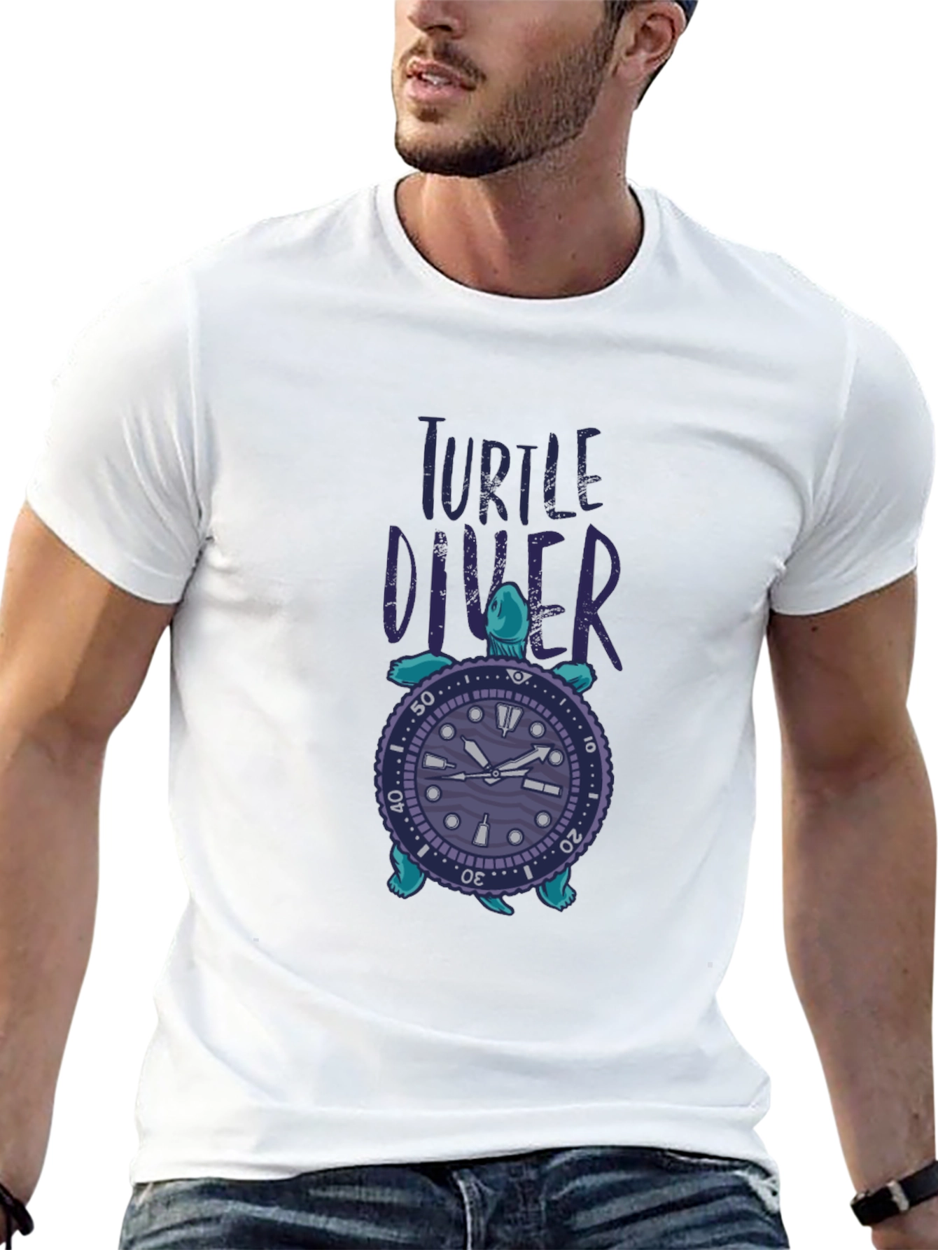 Turtle Diver Graphic Tee - Unique Design