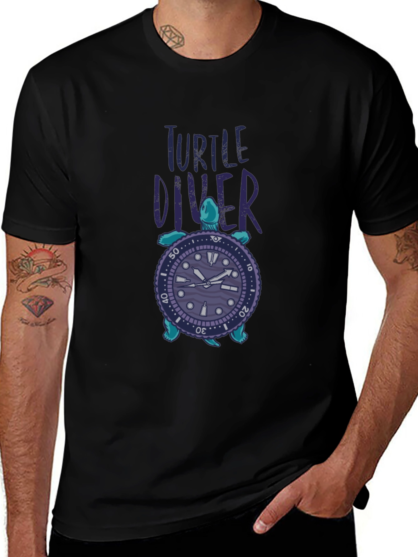 Turtle Diver Graphic Tee - Unique Design
