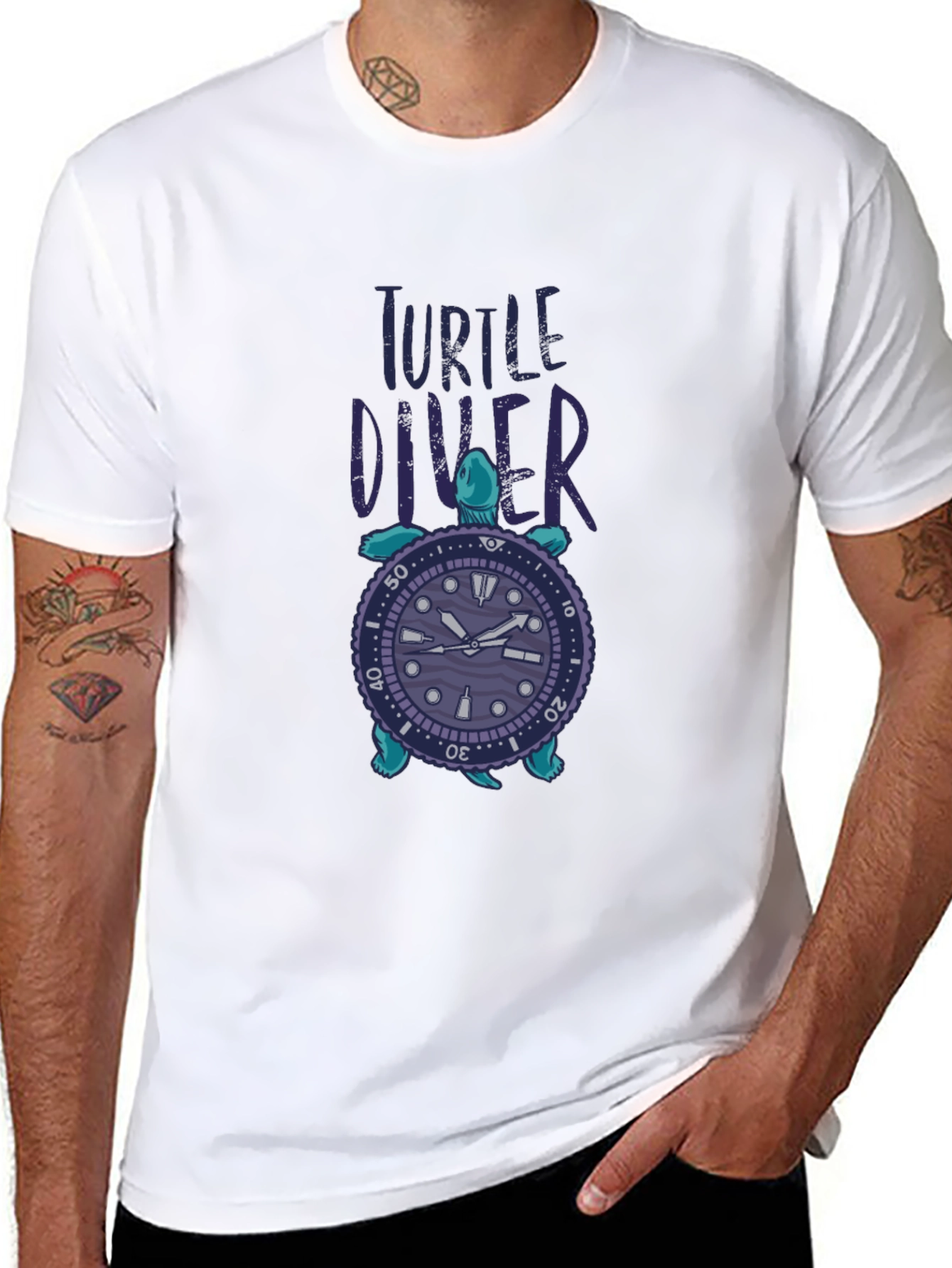 Turtle Diver Graphic Tee - Unique Design