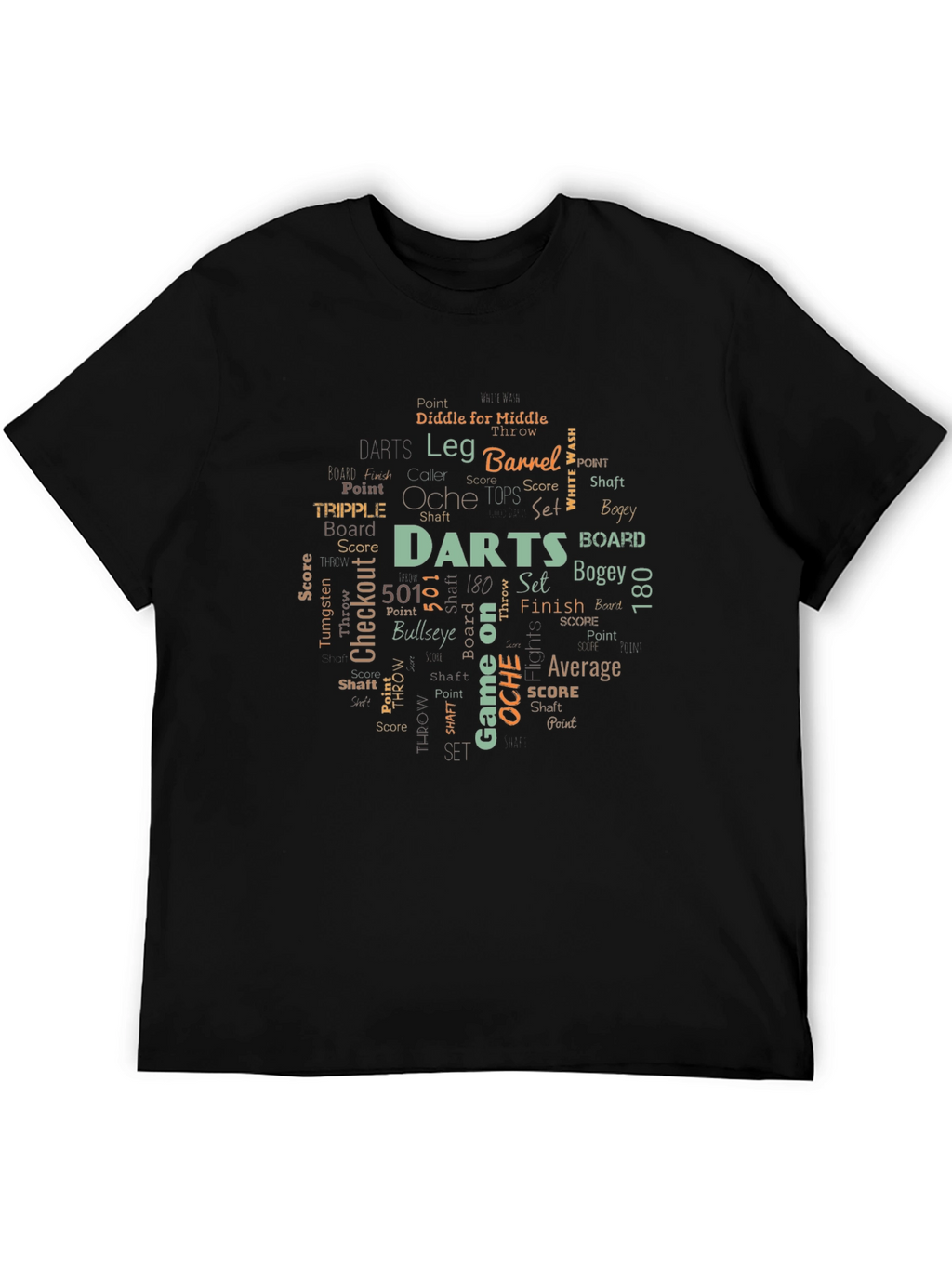 Darts Word Art Black T-Shirt