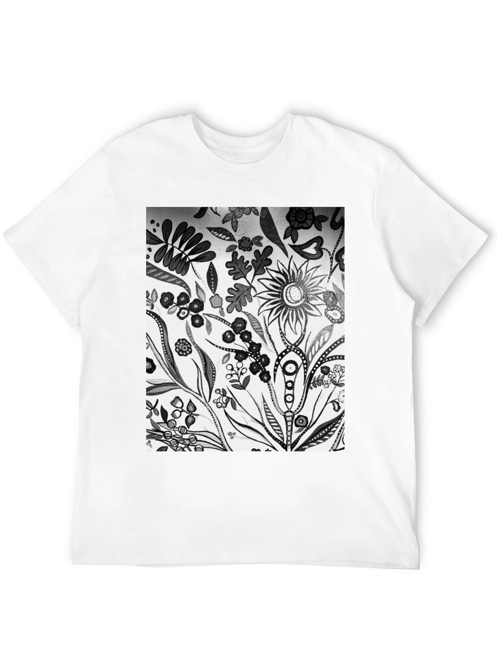 Floral Pattern Black Graphic Tee