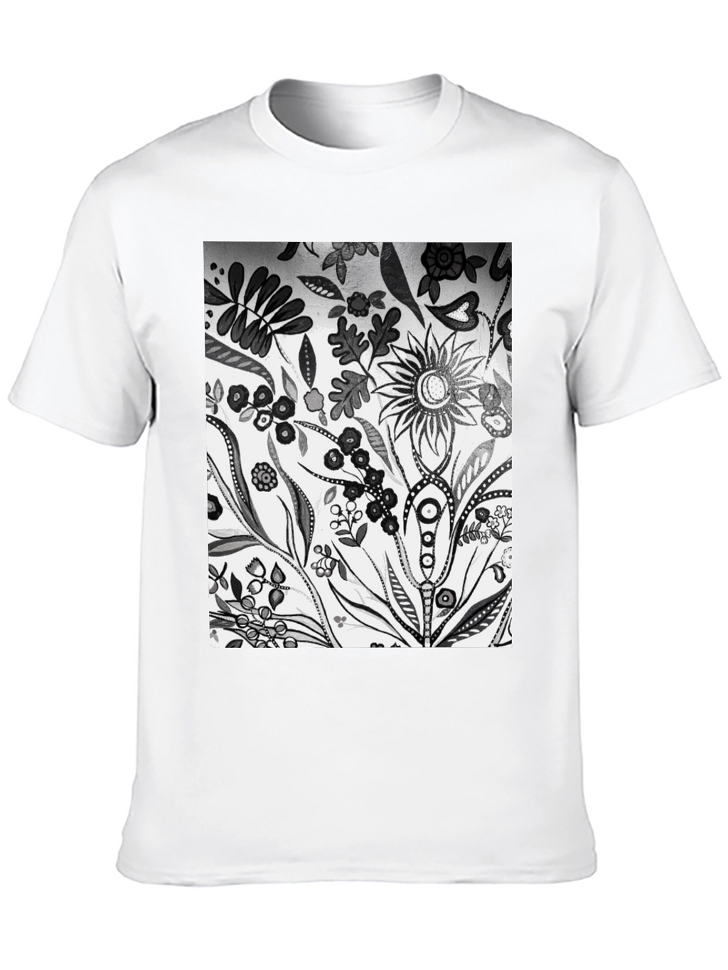 Floral Pattern Black Graphic Tee