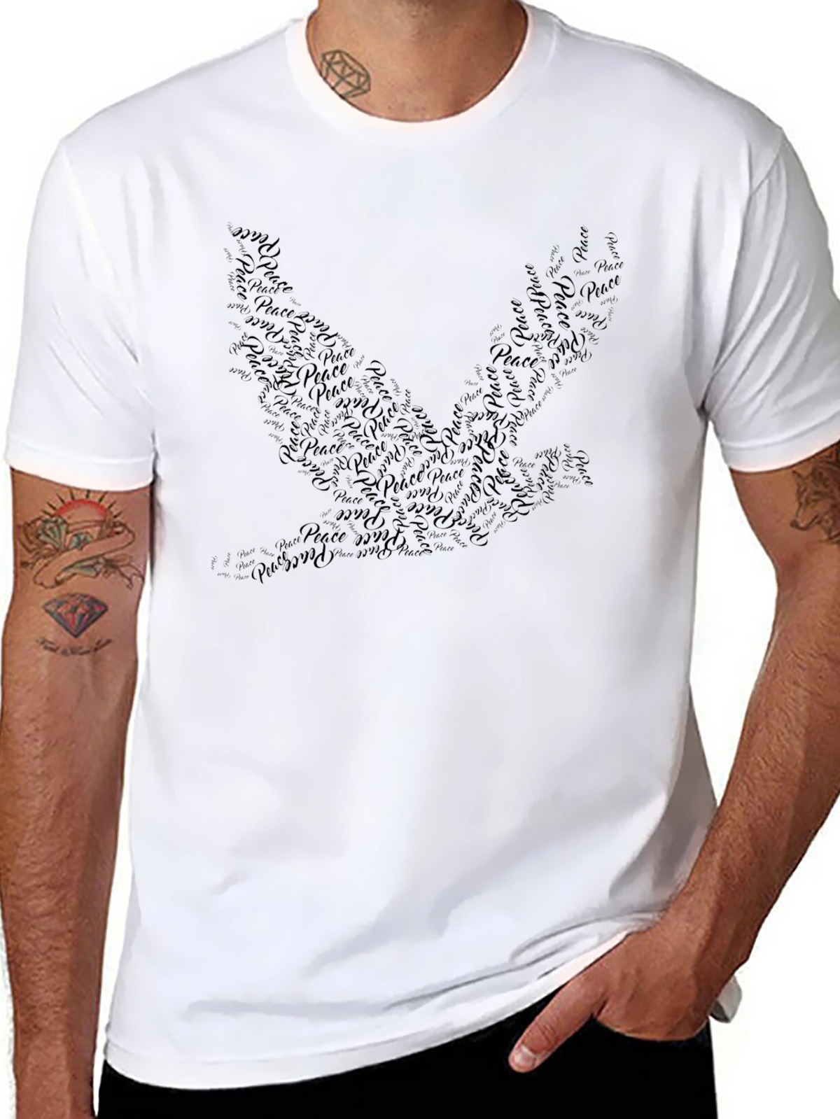 Dove Peace Symbol Graphic Tee - Stylish Mens Shirt