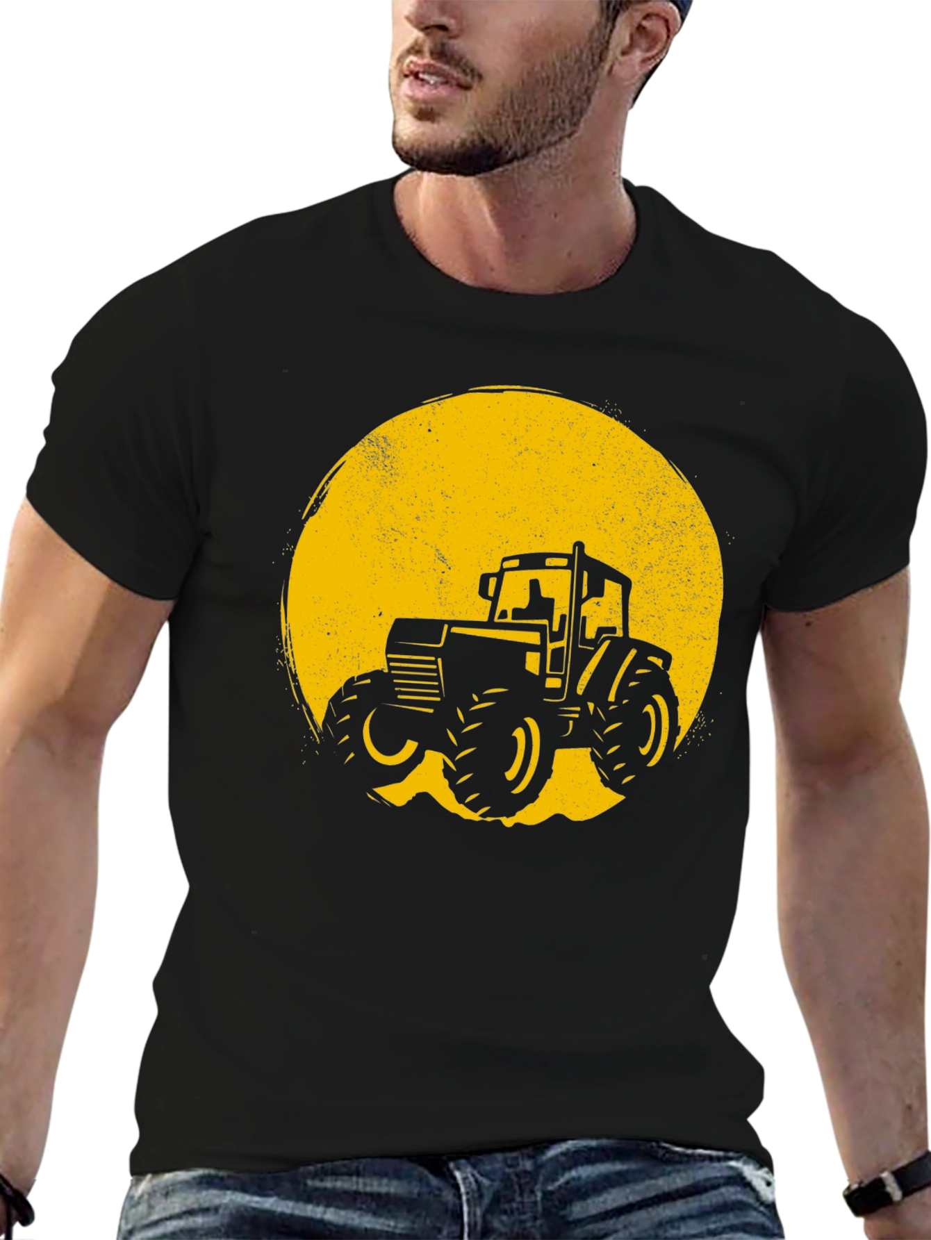 Tractor Graphic Tee - Black Cotton Blend