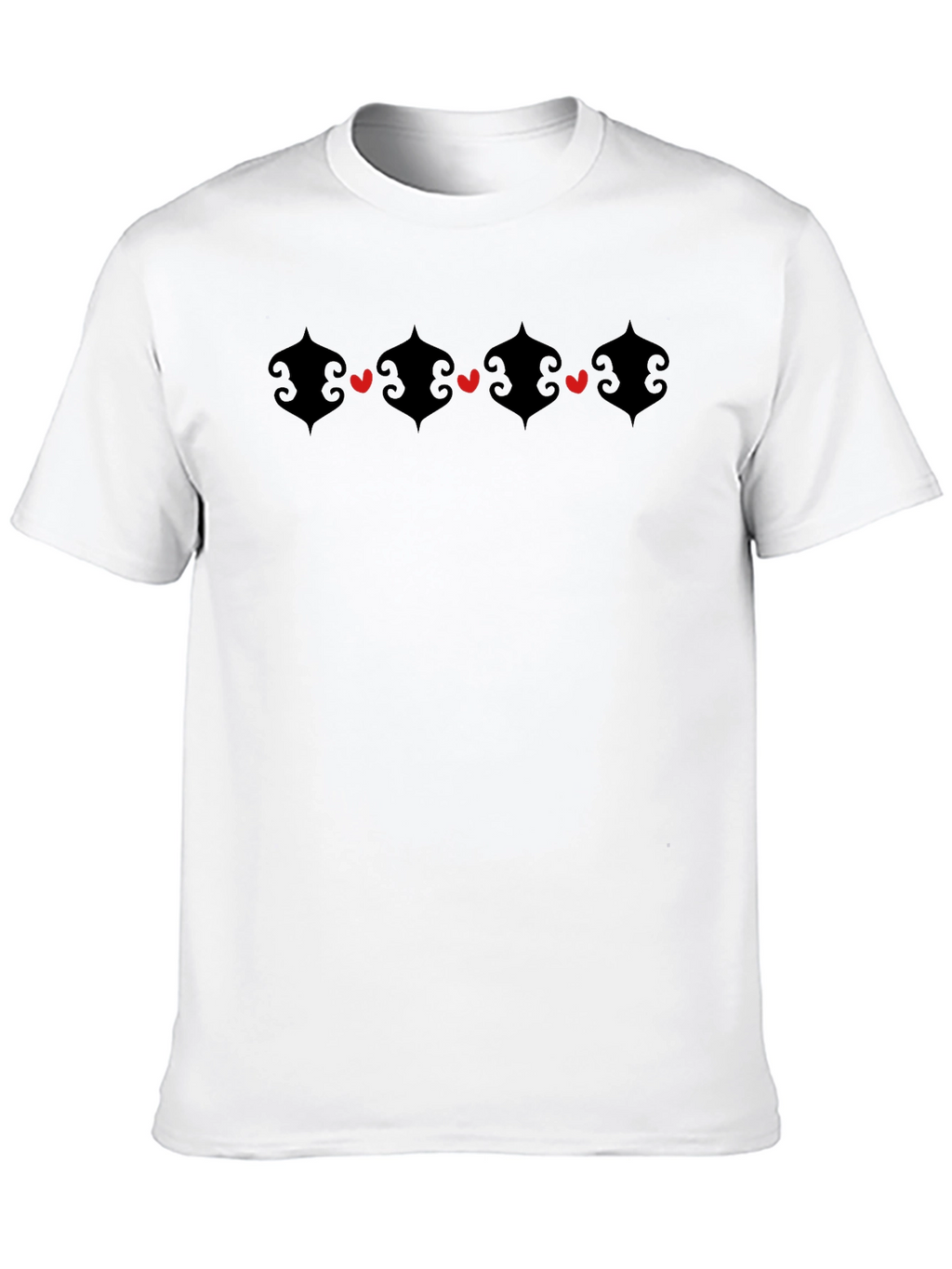 Heart Accent Graphic Black Crew Neck T-Shirt