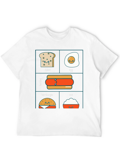Kawaii Food T-Shirt: Toast Egg Hotdog Hamburger Rice