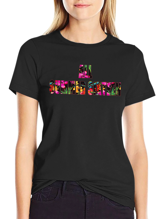 Floral All Summer Sixteen Graphic Black T-Shirt