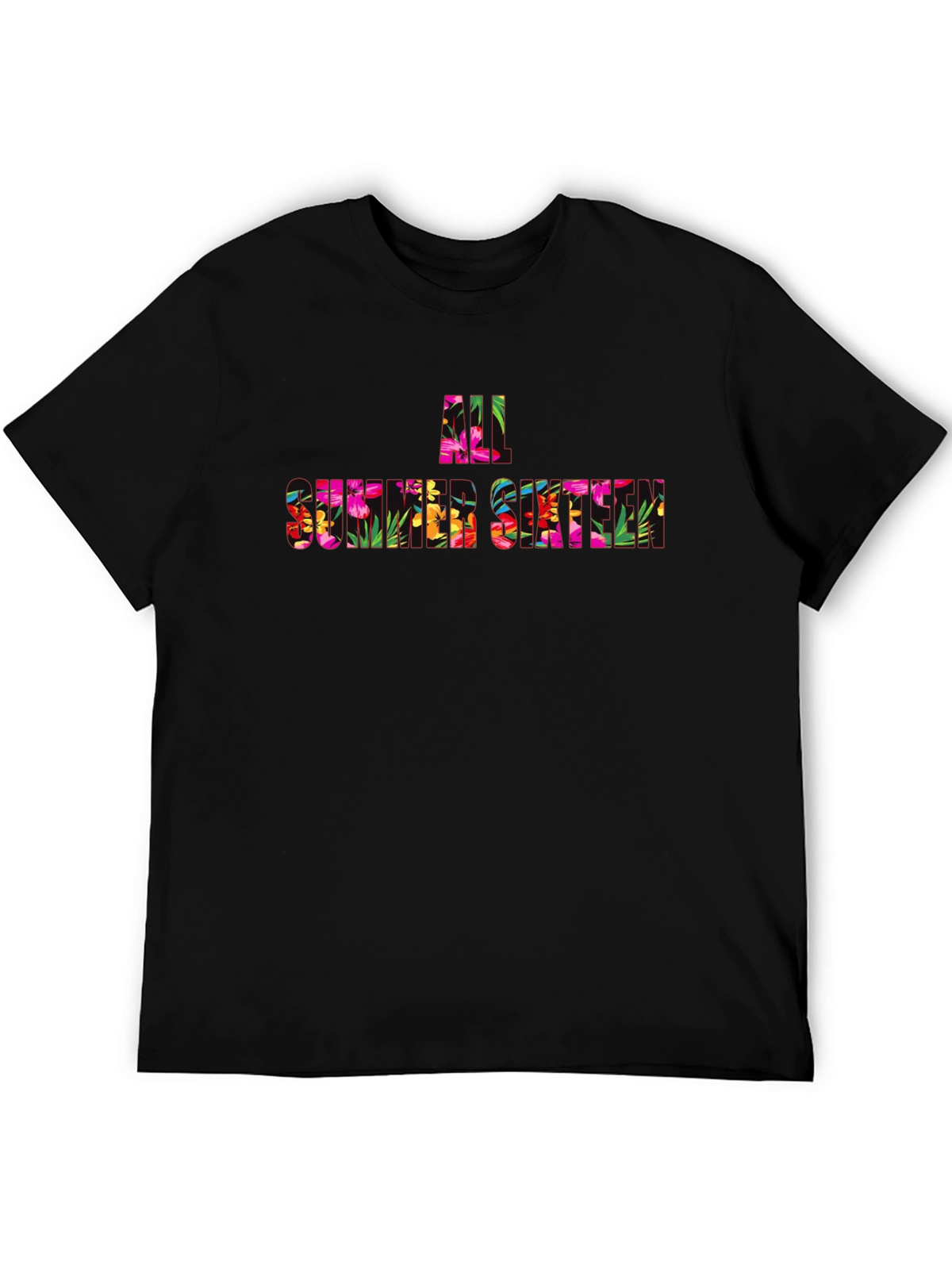 Floral All Summer Sixteen Graphic Black T-Shirt