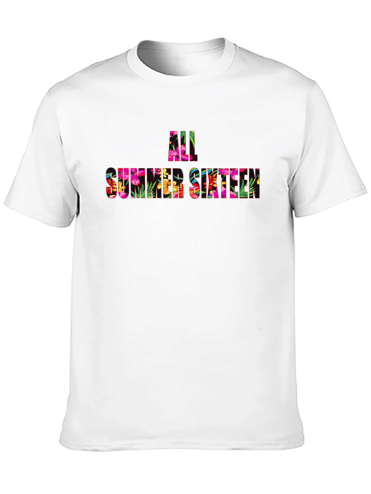 Floral All Summer Sixteen Graphic Black T-Shirt